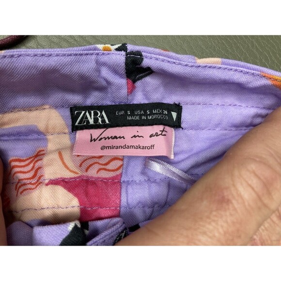 ZARA Dress Women Small Purple Women in ART Collar Miranda Makaroff Stretch Top - Picture 2 of 5